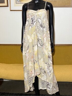 Lovestitch spaghetti strap floral dress in a cream and gray floral print